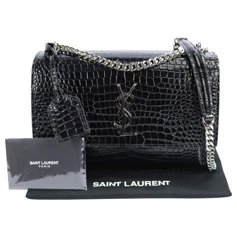 sunset ysl croco noir|Saint Laurent Sunset Medium YSL Crossbody Bag in Croc .